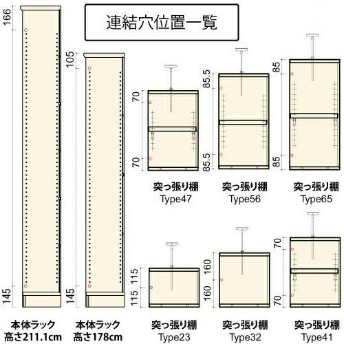 シェルフィット/オーダーメイドオプション加工［連結穴加工］【大洋】