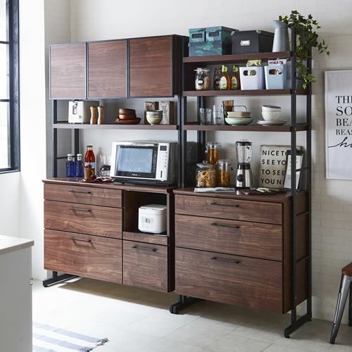 ルード84ＤＢ〔ＢＲ〕【キッチンボード/レンジボード/収納/食器棚/木目調/ウッディ/日本製/古賀家具】