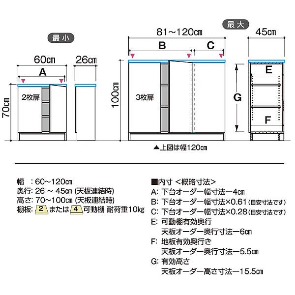 すきまくん３D板扉ユニットP60-80/奥行26-35/高さ85-100【収納/リビング/ダイニング/寝室/子供部屋/キッチン/カウンター/TVボード/チェスト/組み合わせ】