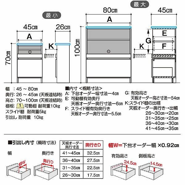 すきまくん３DスライドユニットP81-120/奥行36-45/高さ85-100【収納/リビング/ダイニング/寝室/子供部屋/キッチン/カウンター/TVボード/チェスト/組み合わせ】