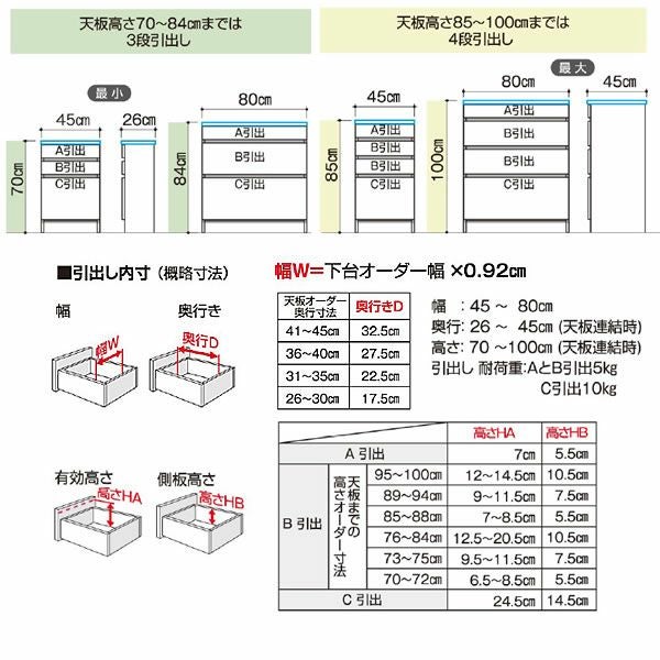 すきまくん３DチェストユニットP60-80/奥行26-35/高さ70-84【収納/リビング/ダイニング/寝室/子供部屋/キッチン/カウンター/TVボード/チェスト/組み合わせ】
