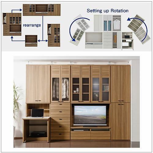 リビングシェルフ棚（ガラス戸）/GFS-60【書棚/収納/リビング/ダイニング/ホームオフィス/フナモコ】