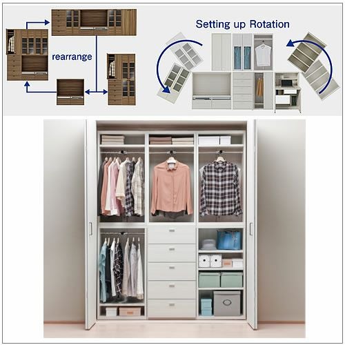 リビングシェルフワードローブ（オープン）/LCS-60【衣類収納/収納/リビング/ダイニング/ホームオフィス/フナモコ】