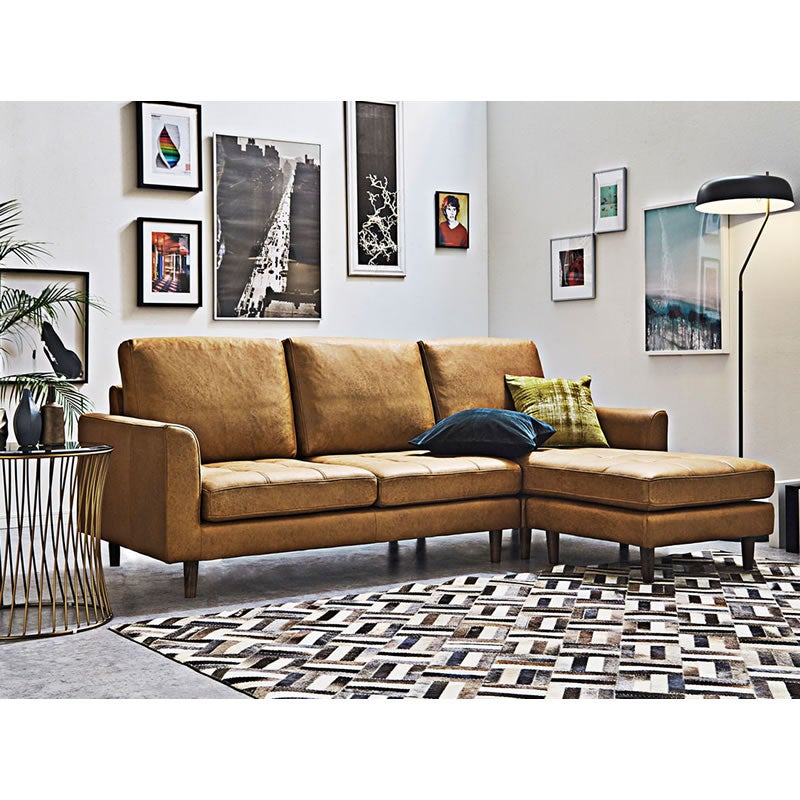 シェーズロングソファ/マウルス2/特注色LTアニリンレザーテックス【カウチソファ/リビング/ダイニング/リラックス/ラグジュアリー/大人空間/関家具】