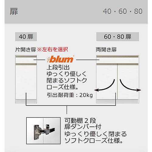 食器棚ブランシェ〔下台/奥行45cm〕S40L扉【キッチンボード/収納/オリジナル/高橋木工】