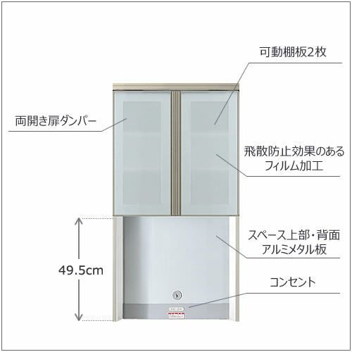 キッチンボードフォースll上台【ハイタイプ】60H-オープン【ユニット食器棚/組み合わせ/キッチン収納/片付け/収納上手/高橋木工所】