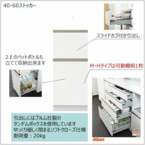 キッチンボードフォースll下台【ロータイプ／奥行51cm】W40-ストッカー【ユニット食器棚/組み合わせ/キッチン収納/片付け/収納上手/高橋木工所】