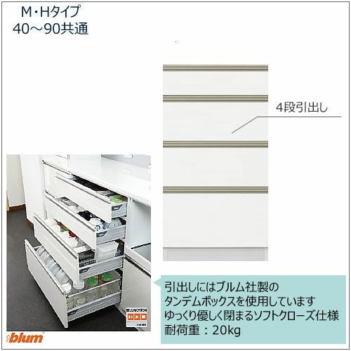 キッチンボードフォースll下台【ハイタイプ／奥行45cm】S50H-引き出し【ユニット食器棚/組み合わせ/キッチン収納/片付け/収納上手/高橋木工所】