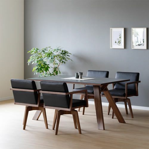 ローゼタ 回転チェア/MBR-BK【セラミック天板/モード/家族団らん