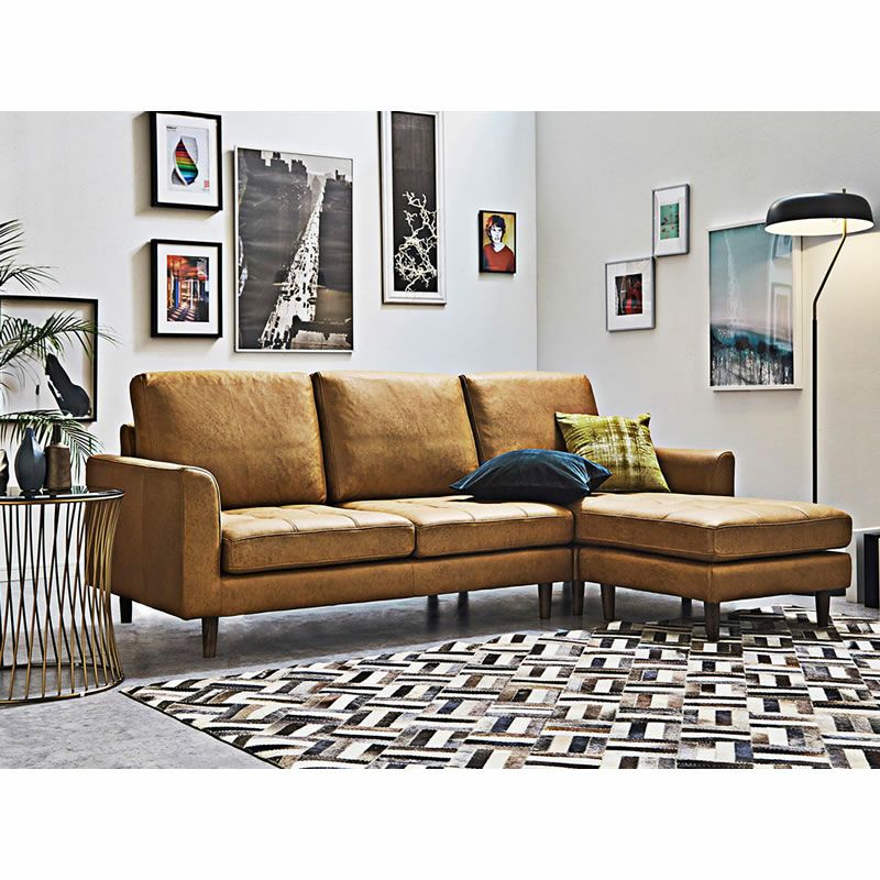 シェーズロングソファ/マウルス2スモール/特注色アニリンLTレザーテックス【カウチソファ/リビング/ダイニング/リラックス/ラグジュアリー/大人空間/関家具】