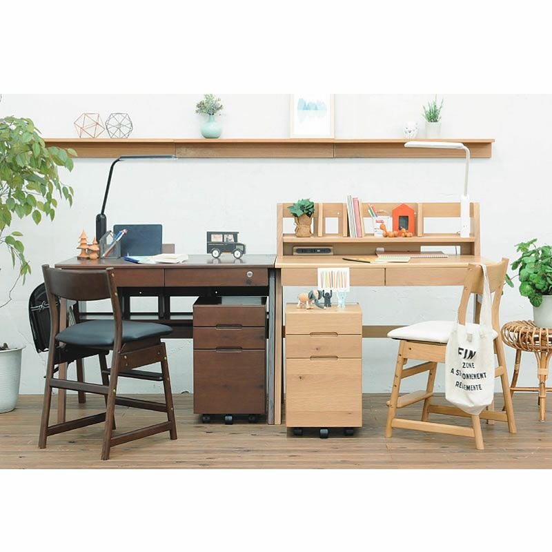 光製作所 学習机 2セット 天然木 サンデスク ワゴン付き【引き取り限定】 サンノット Sワゴンセット(ライト無し) ウォールナット色 学習デスク