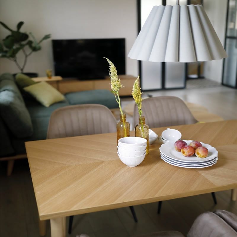 140ダイニングテーブルキクロス矢羽根クロス張りNAオーク大正堂オリジナル三環ジャパン