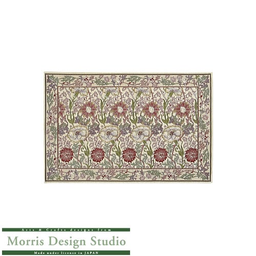 玄関マット・ラグピンク＆ローズFH171860x90〔ピンク〕【モリスデザインスタジオ/ウィリアムモリス/ナデシコ/キッチンマット/玄関マット/川島織物セルコン】