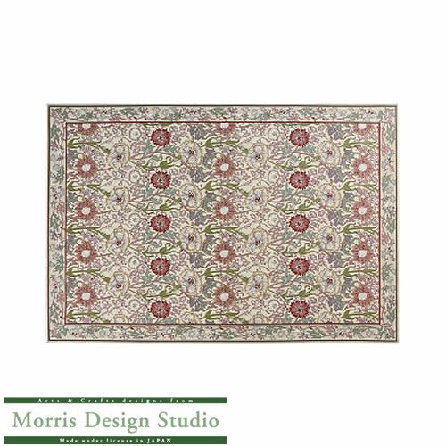 玄関マット・ラグピンク＆ローズKF1718200x240〔ピンク〕【モリスデザインスタジオ/ウィリアムモリス/ナデシコ/キッチンマット/玄関マット/川島織物セルコン】
