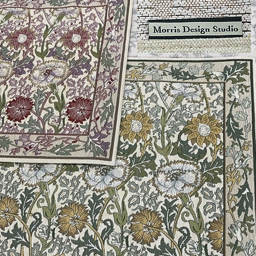 玄関マット・ラグピンク＆ローズFH171845x78〔イエロー〕【モリスデザインスタジオ/ウィリアムモリス/ナデシコ/キッチンマット/玄関マット/川島織物セルコン】