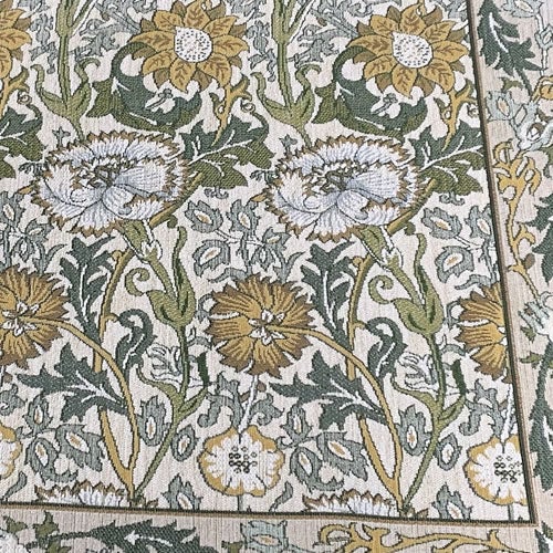 玄関マット・ラグピンク＆ローズFH171867x120〔イエロー〕【モリスデザインスタジオ/ウィリアムモリス/ナデシコ/キッチンマット/玄関マット/川島織物セルコン】