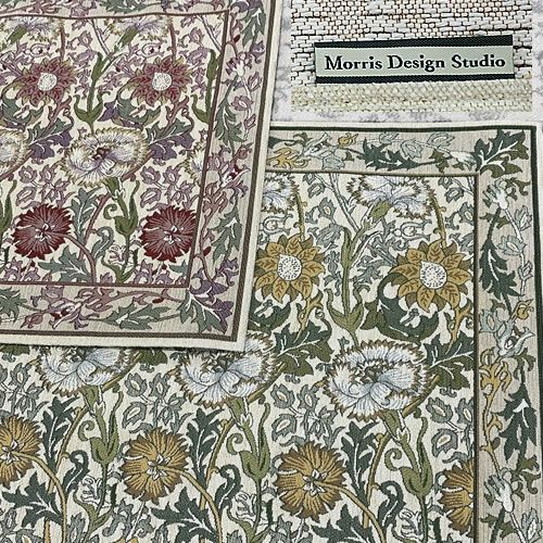 玄関マット・ラグピンク＆ローズKF1718200x280〔イエロー〕【モリスデザインスタジオ/ウィリアムモリス/ナデシコ/キッチンマット/玄関マット/川島織物セルコン】