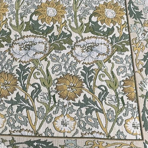 玄関マット・ラグピンク＆ローズKF1718200x240〔イエロー〕【モリスデザインスタジオ/ウィリアムモリス/ナデシコ/キッチンマット/玄関マット/川島織物セルコン】