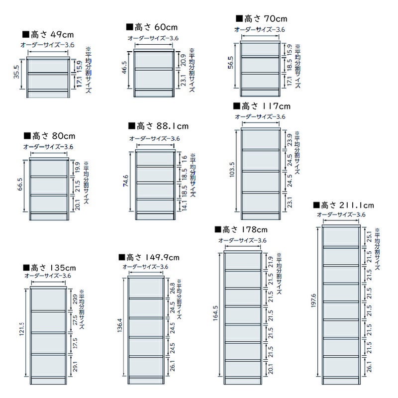 本棚シェルフィットオーダーラックスリム奥行19cm棚板タフタイプ大洋