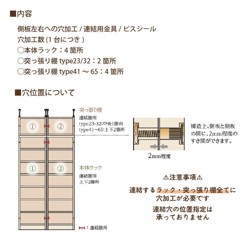 加工オプションシェルフィットオーダーラック幅木よけ加工大洋