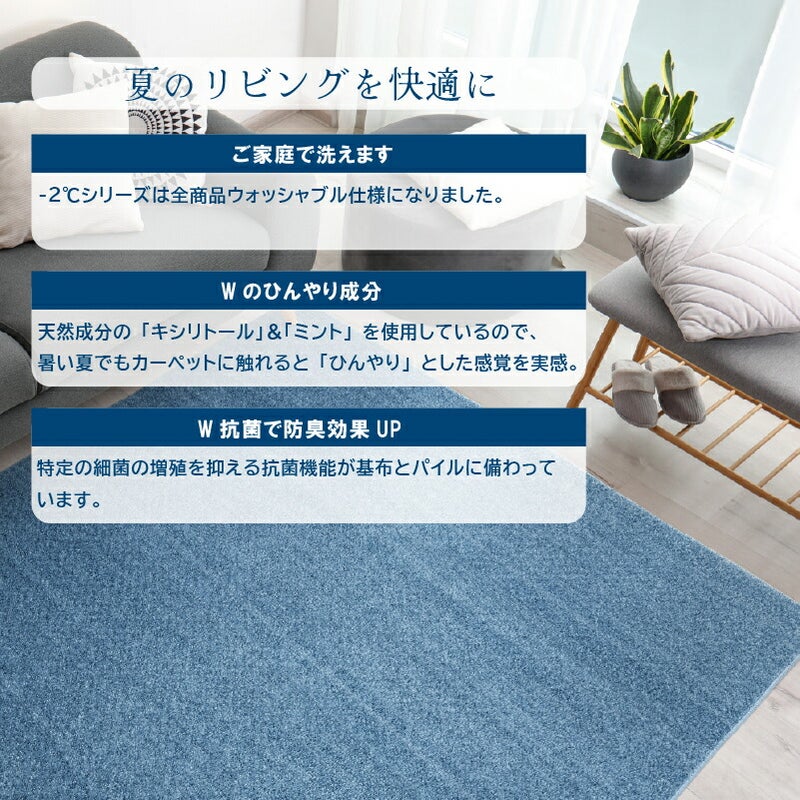 マイナス2℃ラグクリアヴェールカーペット抗菌涼感アスワン