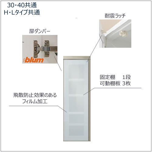キッチンボードフォースll上台【ハイタイプ】40H-ダイニング【ユニット食器棚/組み合わせ/キッチン収納/片付け/収納上手/高橋木工所】