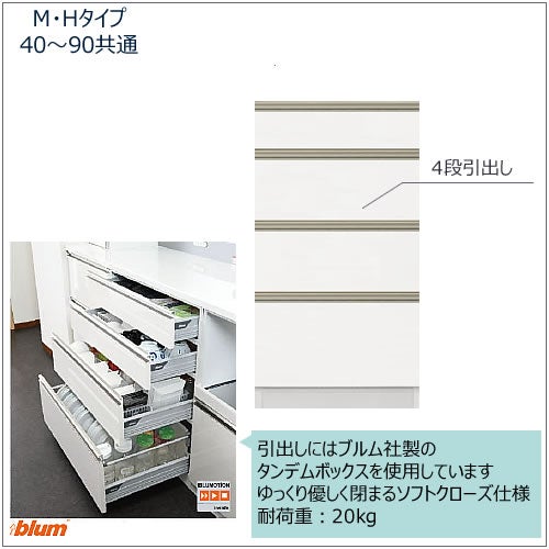 キッチンボードフォースll下台【ハイタイプ／奥行45cm】S60H-引き出し【ユニット食器棚/組み合わせ/キッチン収納/片付け/収納上手/高橋木工所】